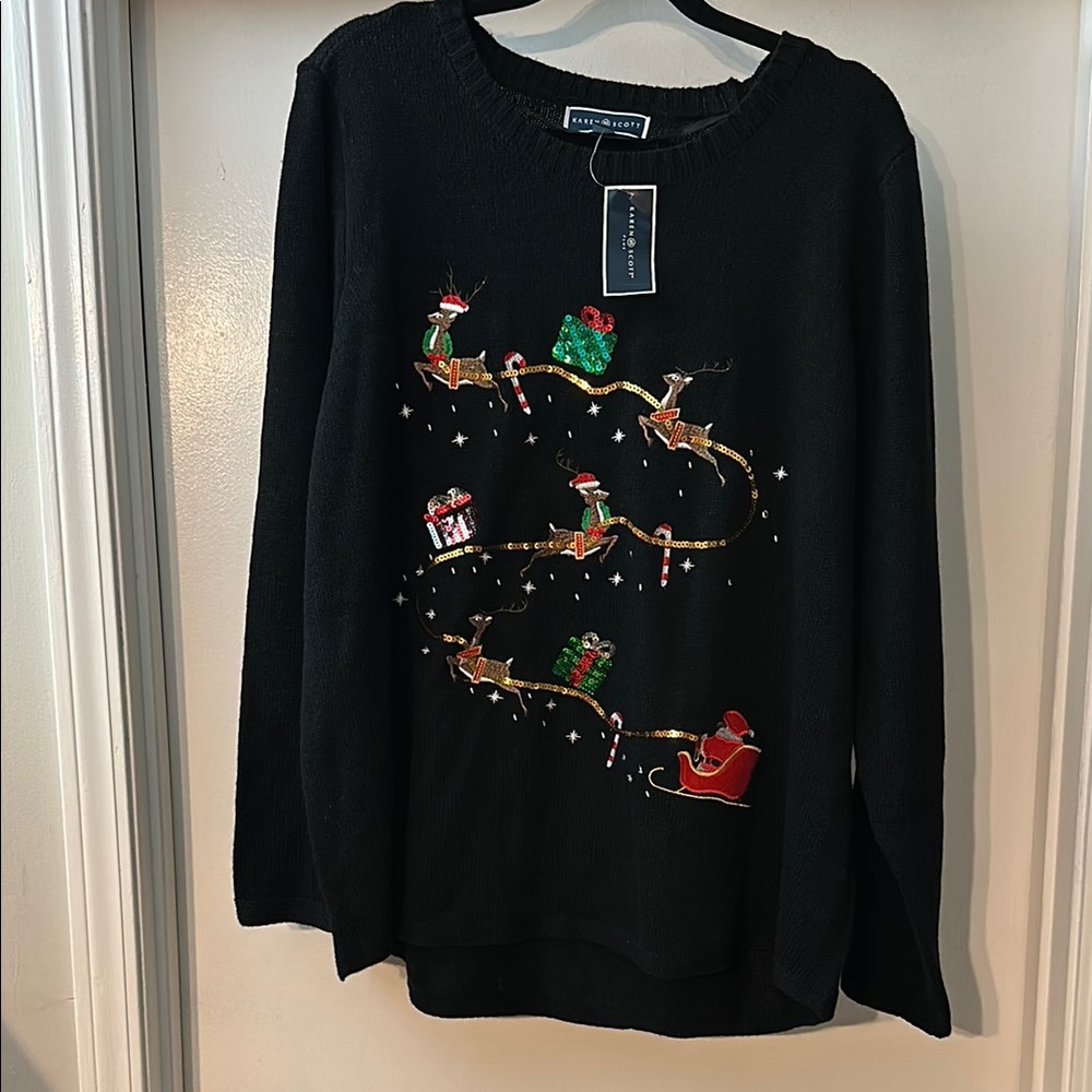Plus Size Black Holiday Sweater